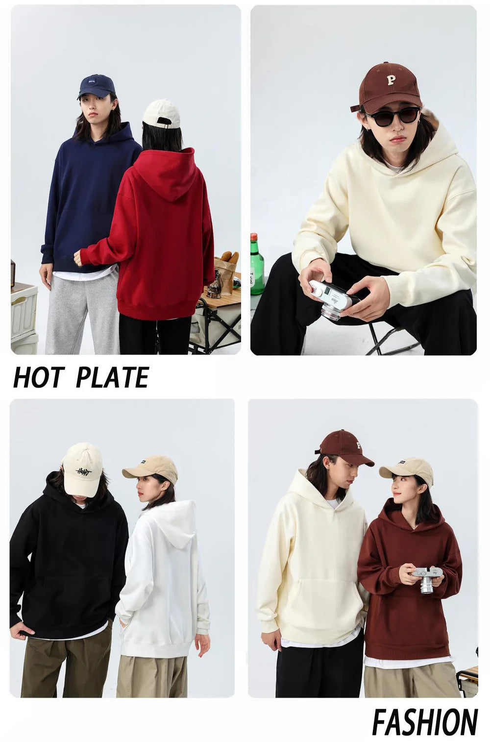 16.9oz 480gsm Heavy Weight Cotton Plus Velvet Hooded Sweater Men Thickened Tight Polar Fleece Pullover Hoodie Women Sweatshirt