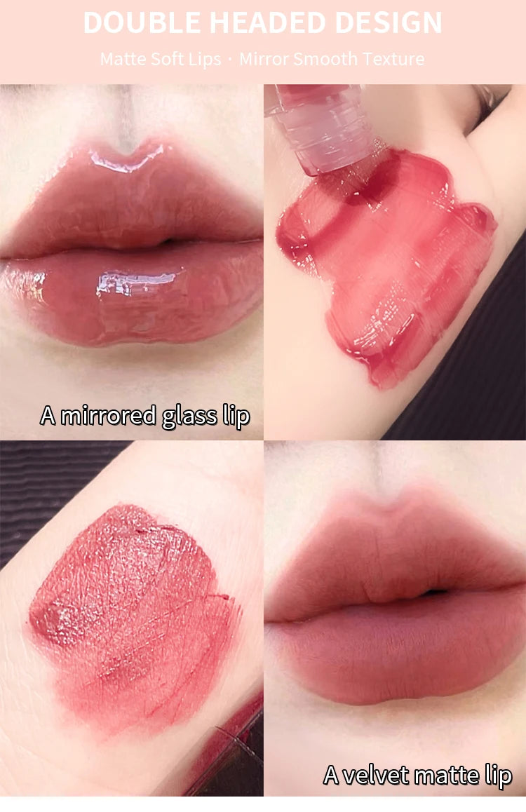Matte Mirror Double Ended Lip Gloss Velvet Texture And Jelly Texture Moisturizing And Easy To Apply Lip Liquid Lipstick