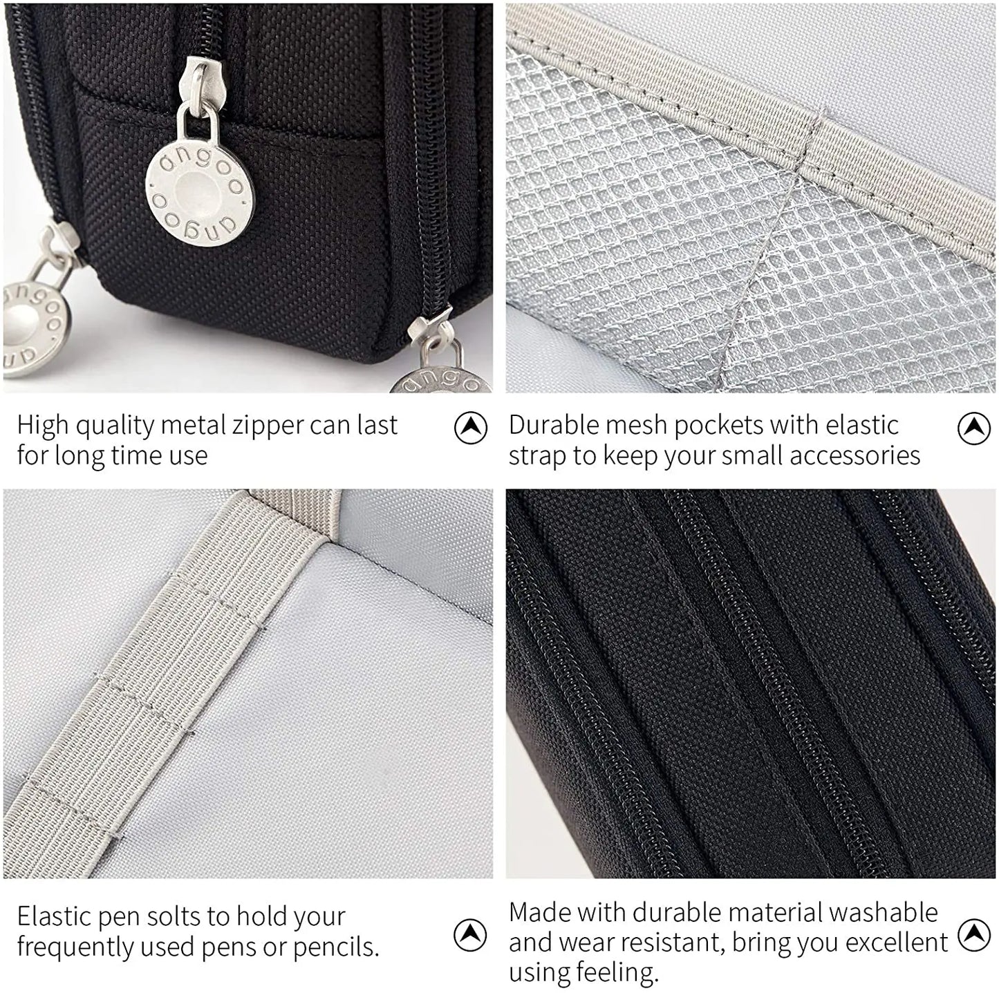 Kawaii Large Capacity Pencil Case 3 Compartment Pouch Pen Bag Double Side Opening Student Stationery Organizer School Supplies