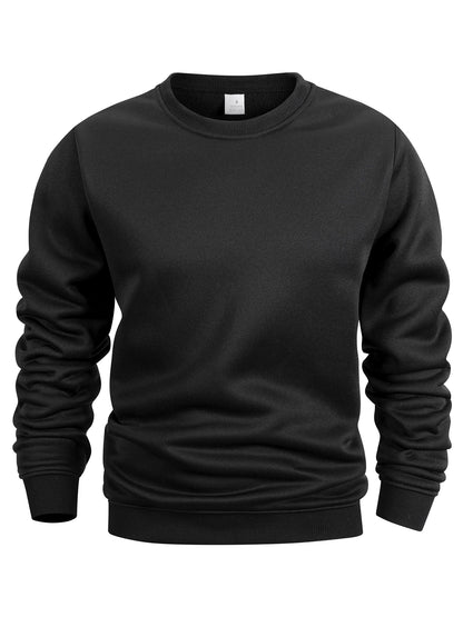 Men's Crew Neck Sweatshirts Solid Color Sweatwear Spring Outdoor Casual Daily Long Sleeve Pullover Hoodie Man Sportswear