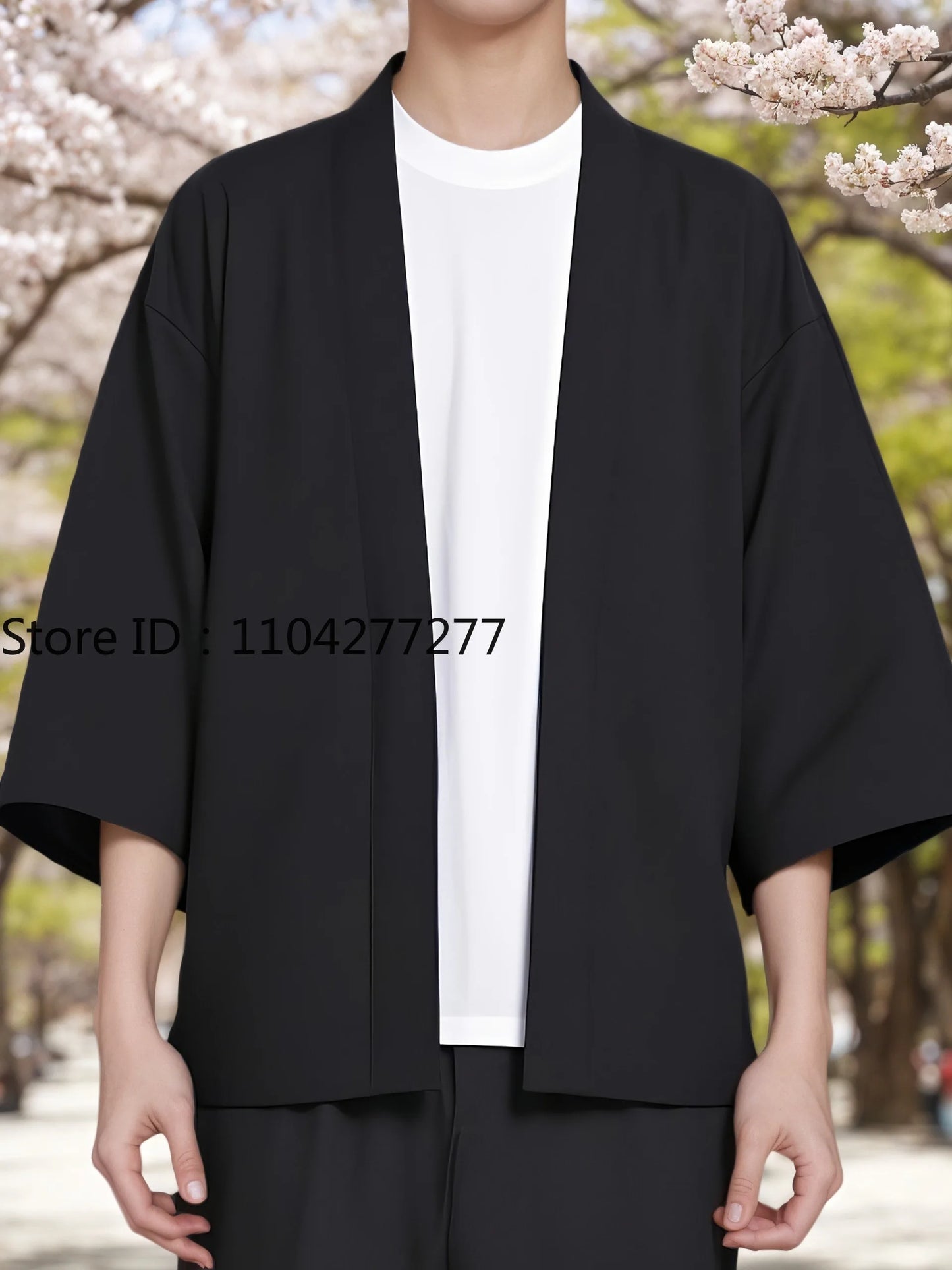 Black Mens Shirt  Kimono Shirt Kimono Cardigans Chinese Style Traditional Men Summer Lightweight Japanese Kimono Men Cardigan