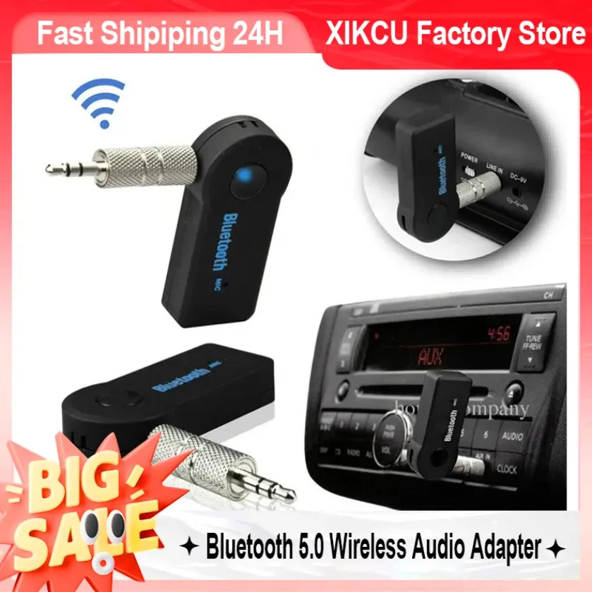 XIKCU Bluetooth Audio Receiver Stereo 3.5mm Jack AUX Bluetooth Adapter MP3 Car Transmitter Wireless Speaker Headphone Adapter