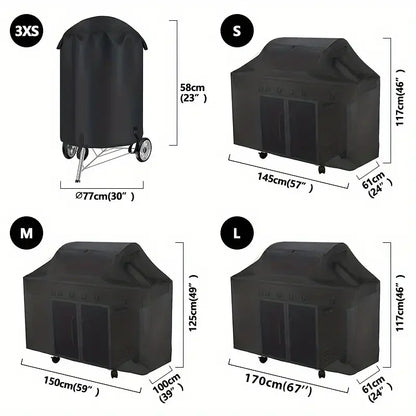 BBQ Gas Grill Cover UV Protective Durable Convenient Fits Weber Char-Broil Grill Furniture Cover Black