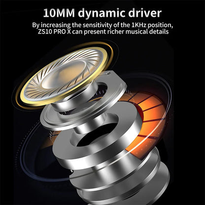 KZ Zs10 pro X Ring Iron Headphones In-ear HIFI High-quality fever-level interchangeable running.