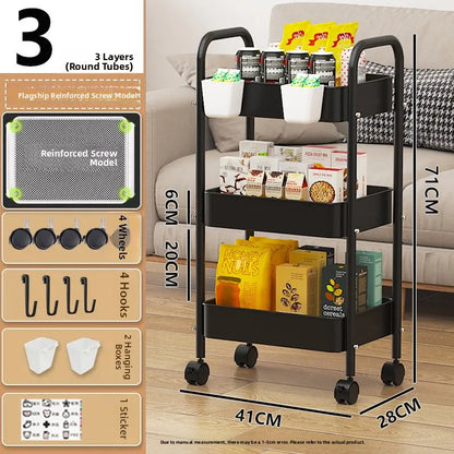 Kitchen Storage Ra Doorstep Drop off Mobile Cart Standalone Floor-Mounted Multi-Functional Organizer for Cooking Utensils