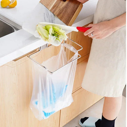 Kitchen Trash Rack Cabinet Door Bags Stainless Steel Closet Garbage Storage Holder