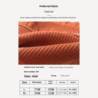 4 Pcs Lace Wavy Trim Bikini Panties, Comfy & Breathable Elastic Intimates Panties, Women's Lingerie & Underwear