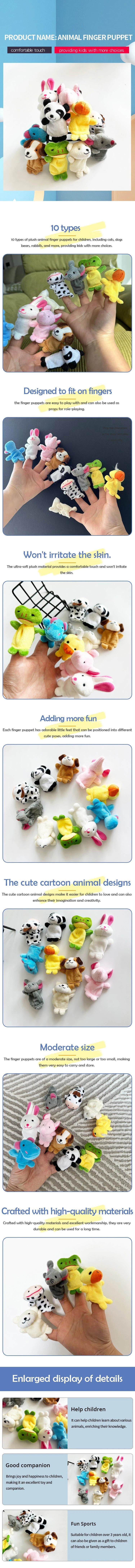 1/5/10 Pcs Cartoon Hand Doll Finger Puppet Baby Children Story Early Education Soothing Doll Plush Toy