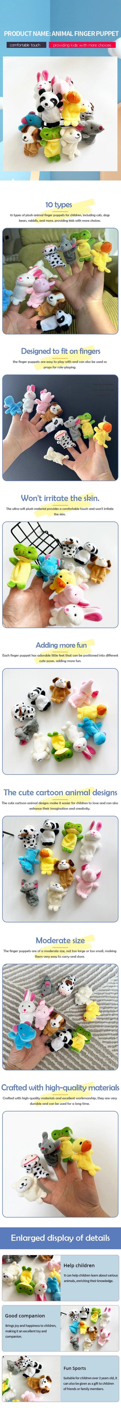 1/5/10 Pcs Cartoon Hand Doll Finger Puppet Baby Children Story Early Education Soothing Doll Plush Toy