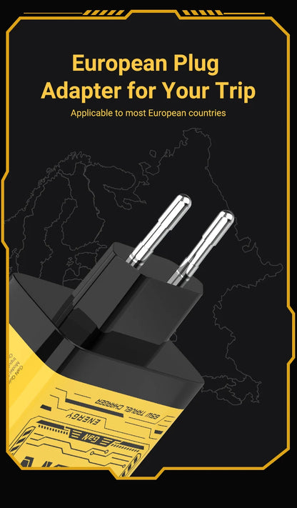EU/US Plug PD65W GaN Fast Charger with Type-C and USB-A Interface Universal Dual Port Wall Charger Plug for Phones/Pads/Laptops