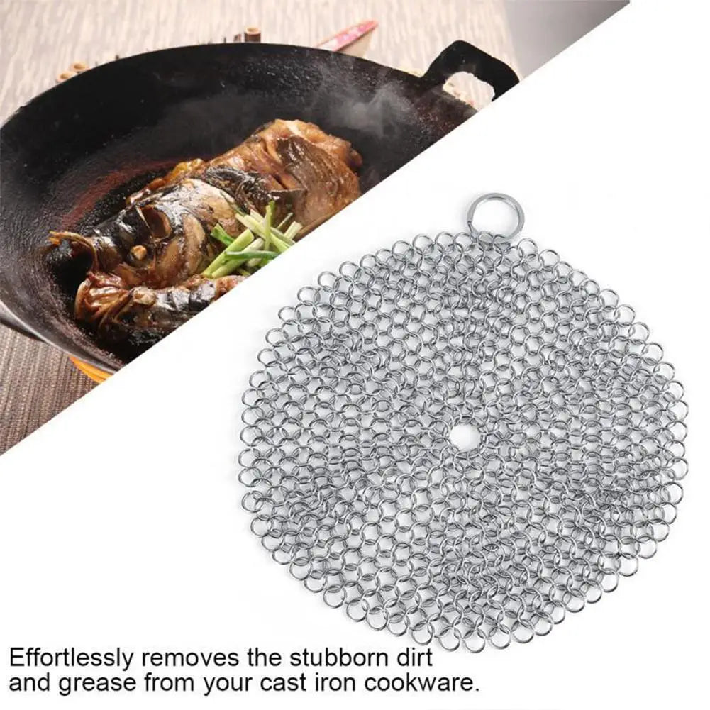 Kitchen Cleaning Ring Stainless Steel Cleaner Chainmail Scrubber Brush Pan Net Home Cookware Reusable Washing Net Cleaning Tool