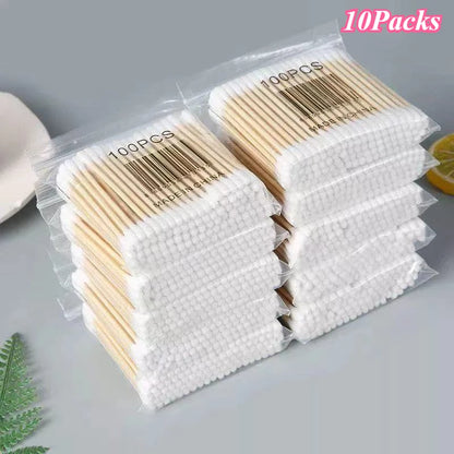 1-20Packs 100Pcs/Pack Wooden Sticks Baby Cotton Swabs Cleaning of Ears Tampons Health Beauty Cotton Swab Cleaning Cotton Buds