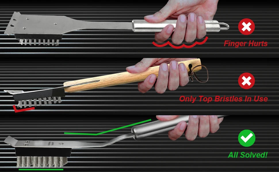 Grill Brush and Scraper, Wire BBQ Grill Brush for Outdoor Grill,16.5” Cleaning BBQ Accessories, Safe Cleaner  Brush