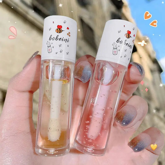Water-gloss lip oil, honey-colored lip oil, moisturizing and hydrating lip gloss, reducing lip lines, water-gloss lip makeup