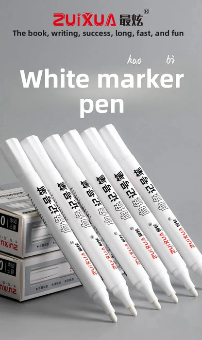 1/3/5 Pcs White Marker Pens 2.0mm Oily Waterproof White Gel Pen DIY Graffiti Sketching Markers Stationery Wrting School Supplies