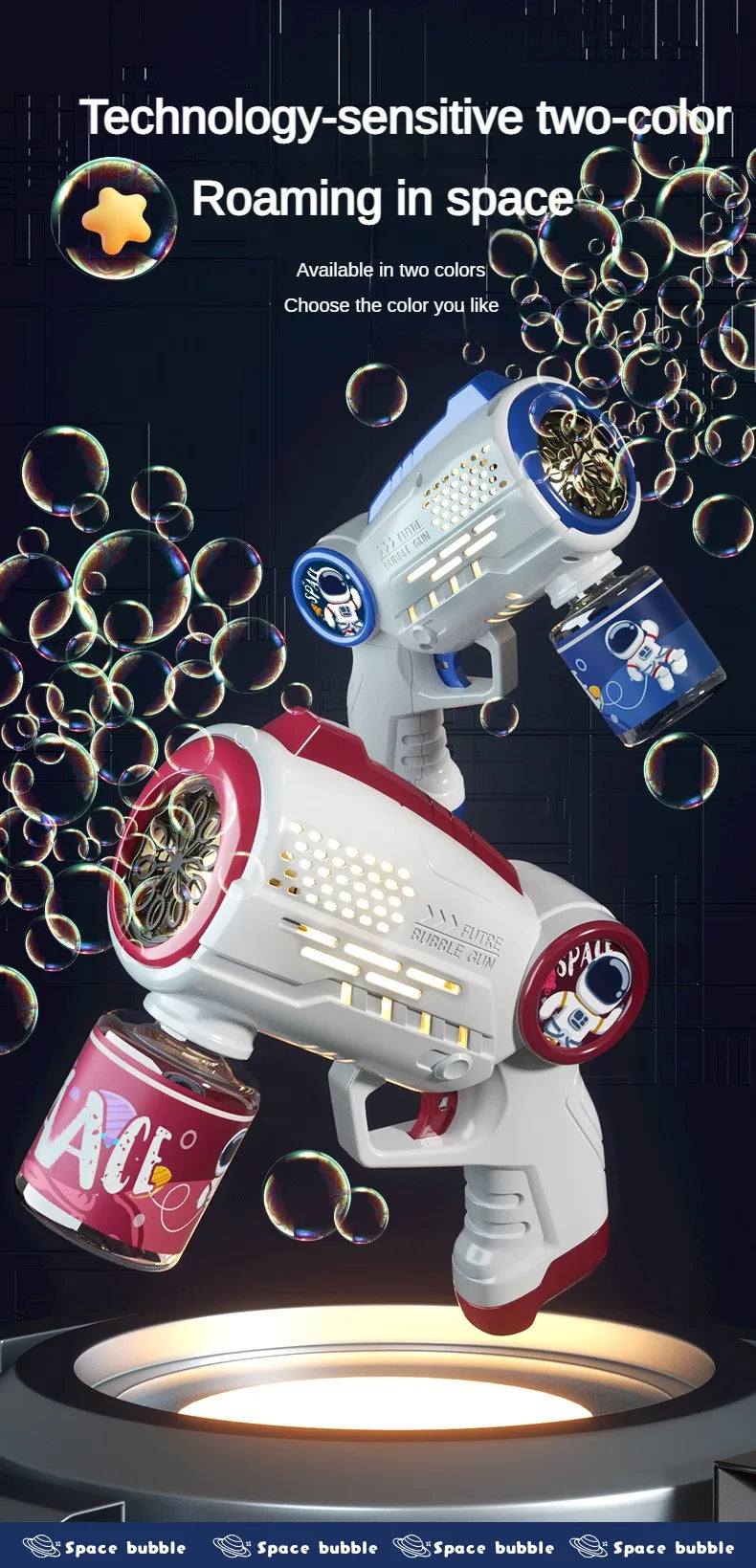 Children Bubble Gun Toy Astronaut Fully Automatic Bubble Machine Bubbles Gun Outdoor Game Fantasy Toy for Boys Girls Gifts