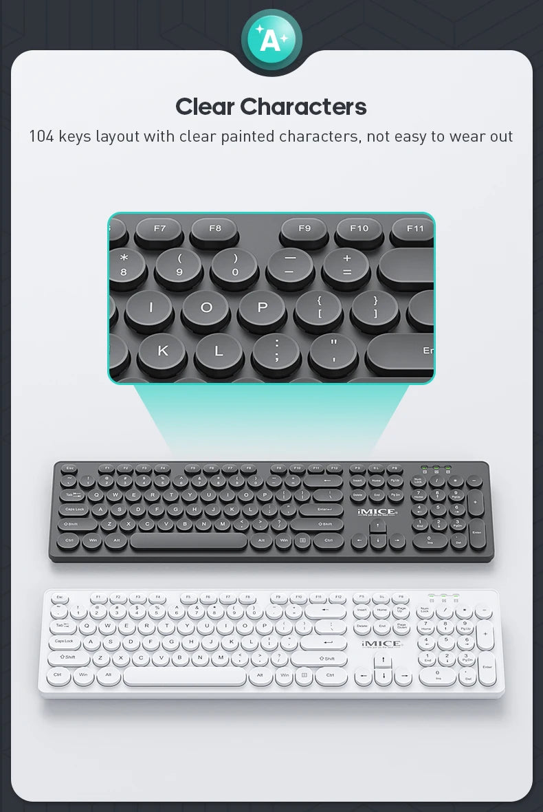 Wireless Keyboard and Mouse Combo - Full Size Wired Backlit Gaming Keycaps Optical Mouse with Adjustable DPI for Business Office