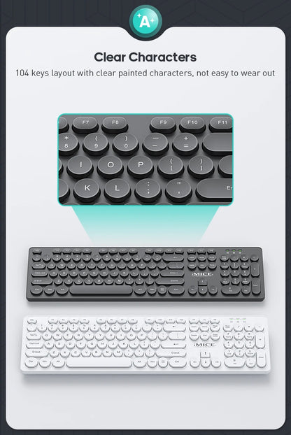 Wireless Keyboard and Mouse Combo - Full Size Wired Backlit Gaming Keycaps Optical Mouse with Adjustable DPI for Business Office