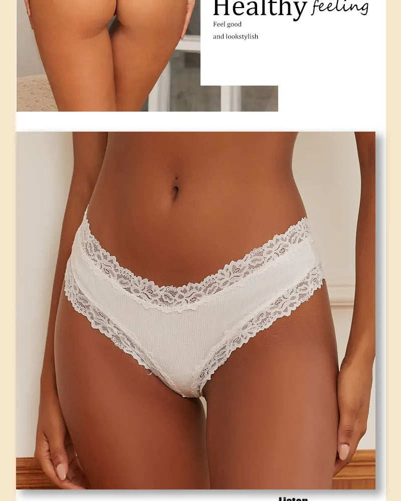 3PCS/Set Women Sexy Lace Panties Cotton Seamless Brazilian Panties Female Sexy Low Rise Soft Underwear G-String Lingerie S-XL
