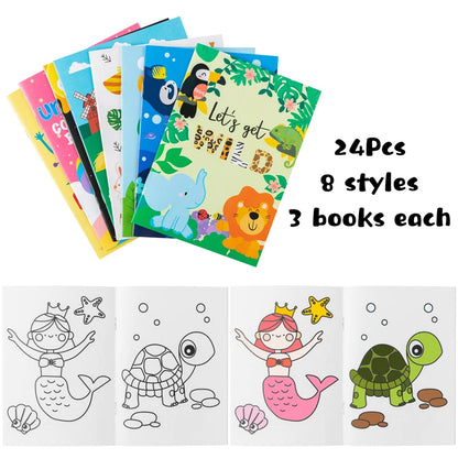 24pcs Coloring Books Colouring Pages Bulk Ocean Colorful Drawing DIY Art Doodle Painting Learning Color Booklet Arts Beginners
