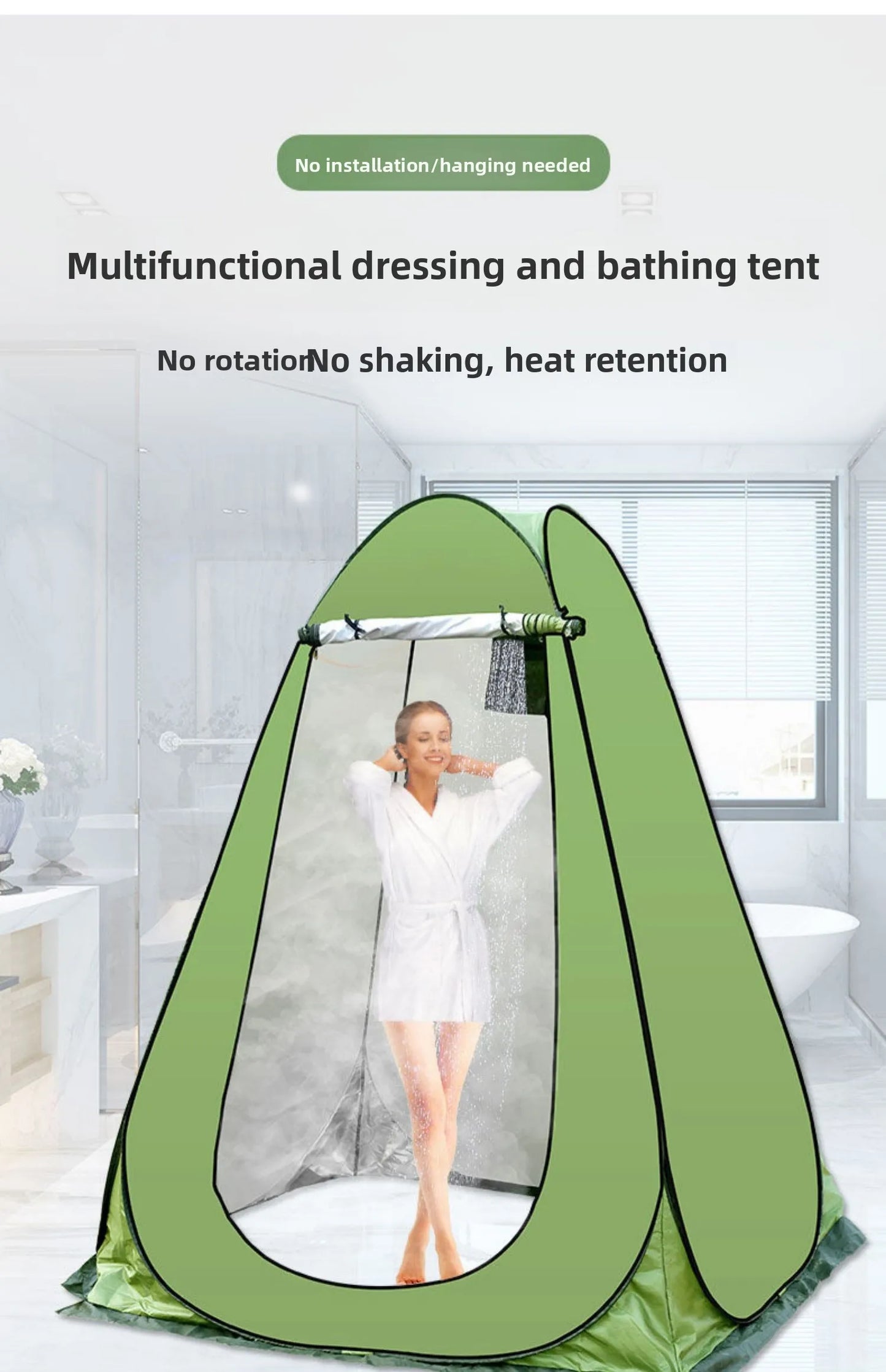 خيمة استحمام خارجية محمولة، خيمة طاقة سميكة، مرحاض متنقل، غرفة تغيير الملابس، عزل حراري، كاميرا، معدات سفر