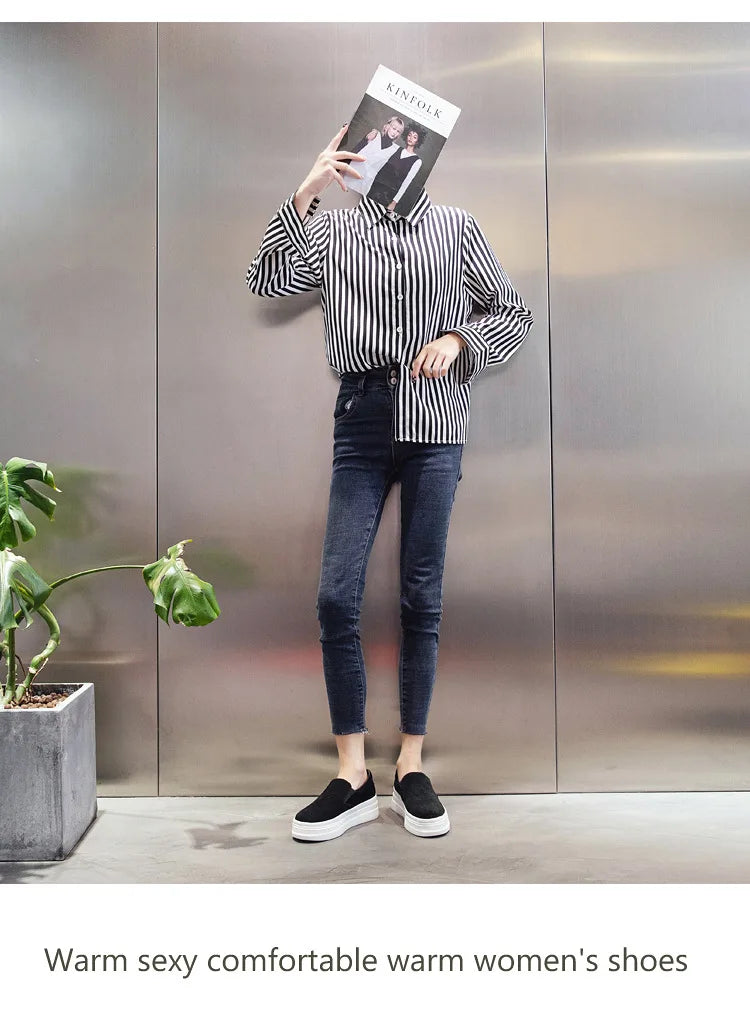 Shoes for Women Spring Leisure Sneakers New Womens Lazy Footwear Lightweight Thick Sole Genuine Leather Board Shoes Platform