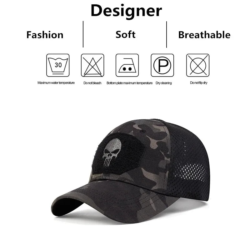2025 NEW Skull Embroidered Top with Patch Breathable Baseball Caps Spring and Autumn Outdoor Adjustable Casual Hat Sunscreen Hat