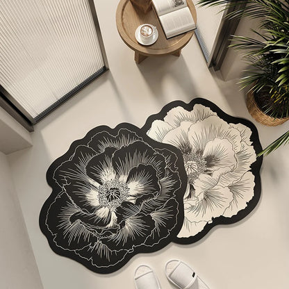 Bathroom Floor Mat Water-absorbing Non-slip Dirt-resistant Carpet Flower Diatom Mud Special-shaped Rug Door Home Decoration Mats