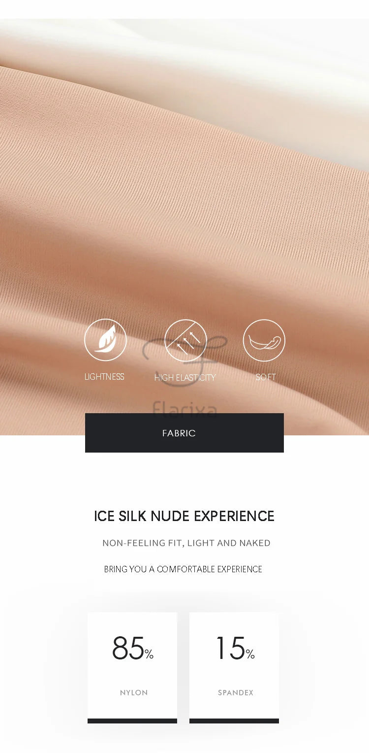 Flarixa Seamless High Waist Shorts Panties For Women Tummy Control Hip Lift Ice Silk Safety Pants Underwear Boyshorts Boxer