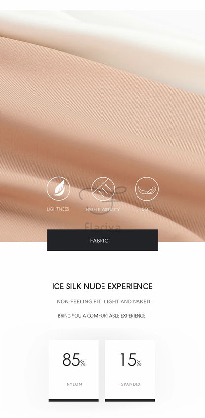 Flarixa Seamless High Waist Shorts Panties For Women Tummy Control Hip Lift Ice Silk Safety Pants Underwear Boyshorts Boxer