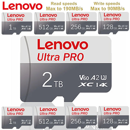 Original Lenovo Memory Card 2TB 128GB Class 10 V60 TF Card 1TB Mini SD Card 512GB 256GB A2 U3 Micro Card 2TB High Speed TF Card