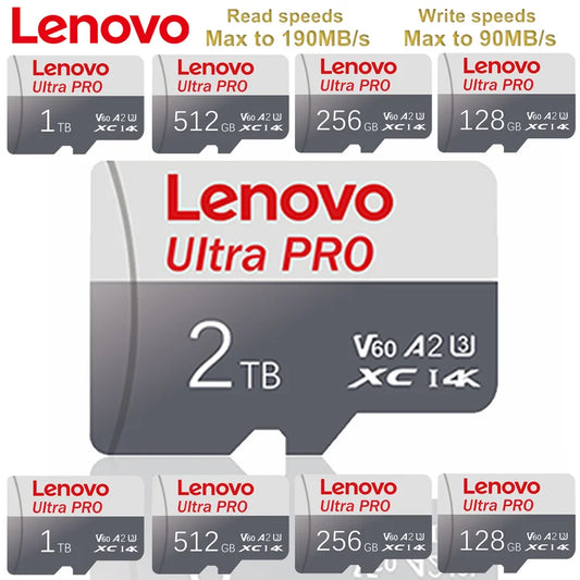 Original Lenovo Memory Card 2TB 128GB Class 10 V60 TF Card 1TB Mini SD Card 512GB 256GB A2 U3 Micro Card 2TB High Speed TF Card