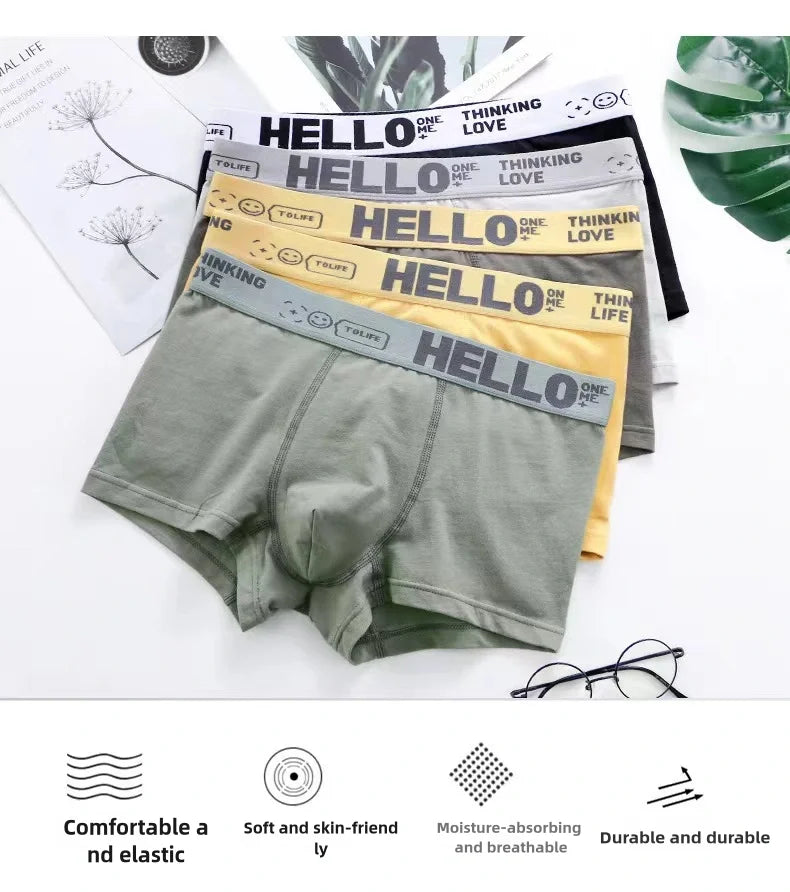 10PCS Men's underwear mid-waist breathable lightweight boxers boxers letter suit men's underpants in multiple colors