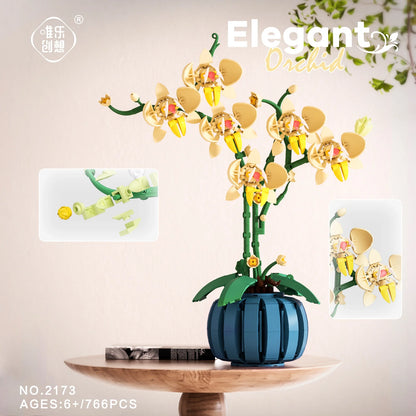 Building Blocks Orchid Flowers Bouquet Flower Blocks Bonsai Plant Model Bricks Romantic DIY Home Decoration Toy for Kids Gift