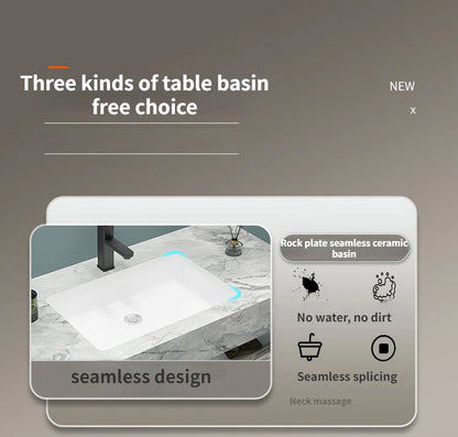 Bathroom Cabinet Smart Mirror Cabinet Slate Ceramic Integrated Washbasin Bathroom Vanity Cabinet with Sink Bathroom Furniture