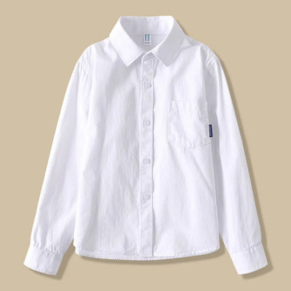 Kids Clothes Girls 8 To 12 Cotton Children Long Sleeve White Shirts Primary School Uniform for Teenage Boys Button Tops 6-16Yrs