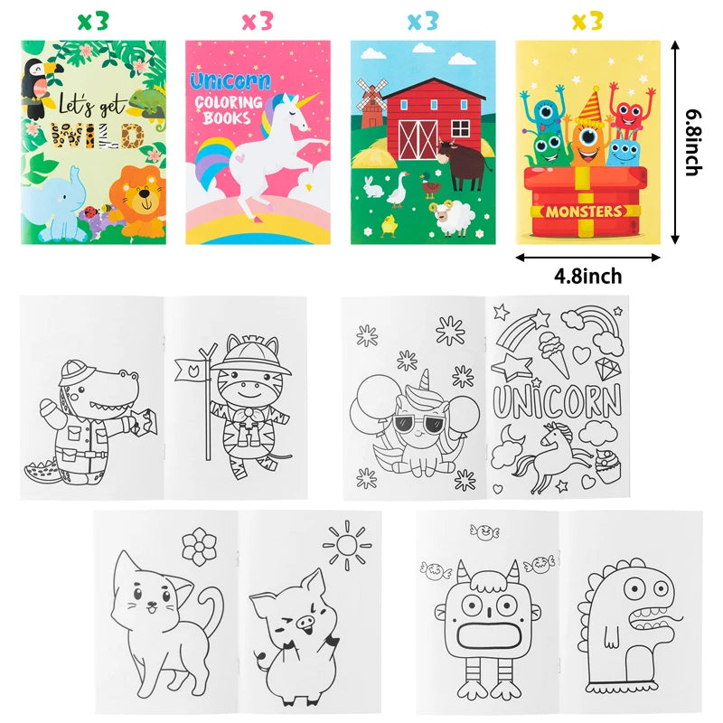 24pcs Coloring Books Colouring Pages Bulk Ocean Colorful Drawing DIY Art Doodle Painting Learning Color Booklet Arts Beginners