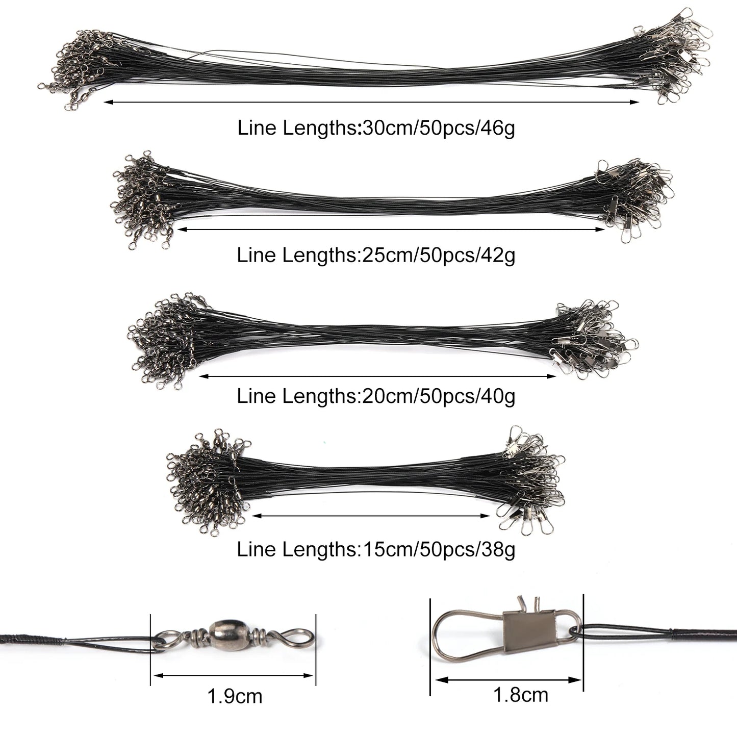 Sougayilang 20 قطعة من خط صيد الفولاذ المقاوم للعض مع سلك فولاذي مع ملحق صيد دوار سلك صيد أساسي 15-30 سم