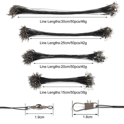 Sougayilang 20 قطعة من خط صيد الفولاذ المقاوم للعض مع سلك فولاذي مع ملحق صيد دوار سلك صيد أساسي 15-30 سم