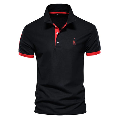Dropshipping Polo Giraffe Shirt Men Quality Embroidery Summer Short Sleeve Polo Casual Business Social Mens Polos BR Size