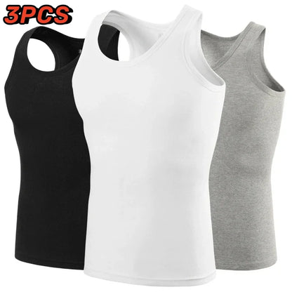 3-Piece Cotton Men's Tight Vest Young Men's Comfortable Leisure Fitness Vest Middle-aged And Old Men's Joker Sleeveless Vest