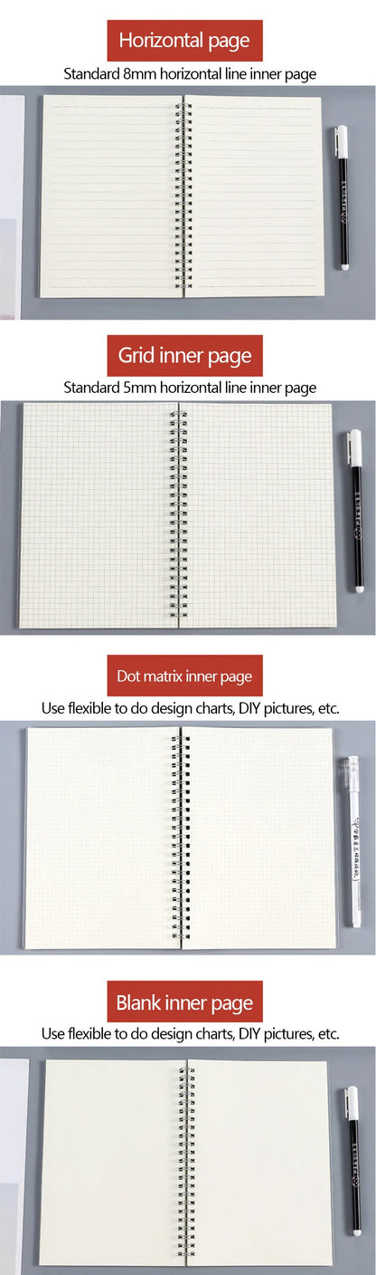 A5/B5 Notebook Spiral book coil Planner Lined Blank Grid Paper Journal Diary Sketchbook For School Supplies Stationery Office