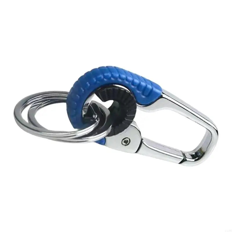 Men Keychain Hook Outdoor Carabiner Double Rings Keyring Making Accessories Alloy Texture for Climbing and Fishing