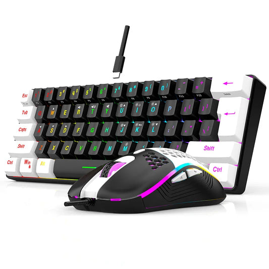 Keyboard and mouse sets 60% RGB gaming with keyboards mouse combo pc kit gamer backlit mini 61 keys computer wired set key board