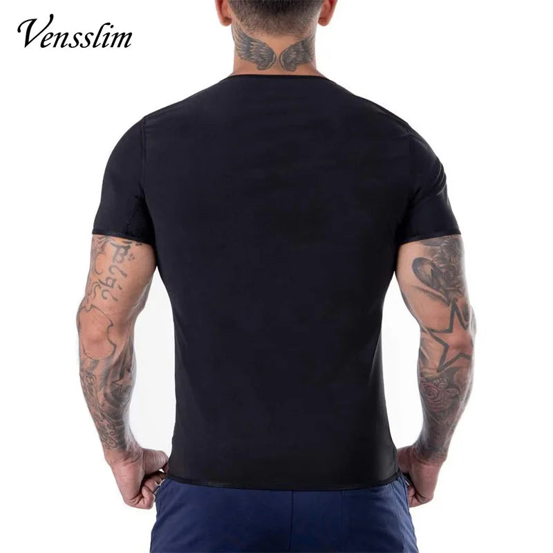 Vensslim Men’s Sauna Suit Sweat Heat Trapping Workout Fat Burner Vest Slimming Body Shaper Tank Top Waist Trainer Fitness Corset