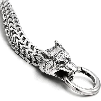 European and American Hip-hop Rock Fashion Personality Trendy Accessories for MEN'S Stainless Steel Wolf Head Bracelet