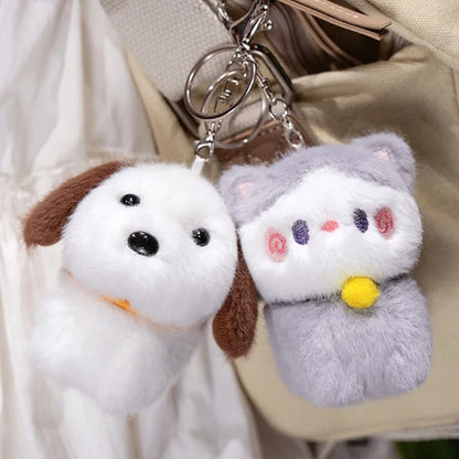 Capybara Plush Toy Pendant Capibara Plushie Keychain Kawaii Bag Key Ring Cute Dog Cat Dolls Car Decoration Christmas Gift