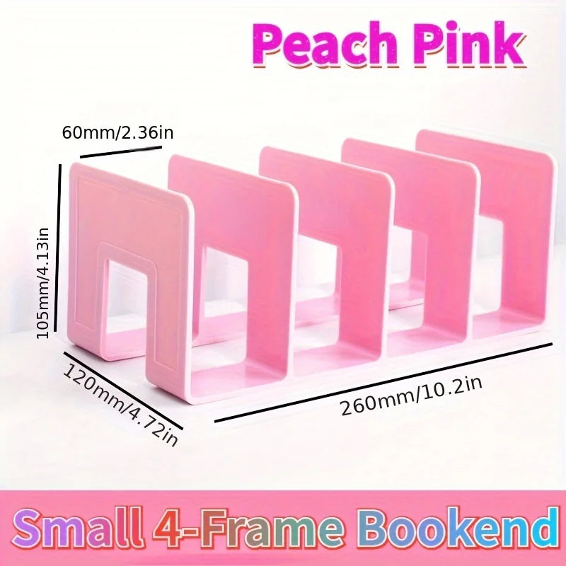 4 Grid Bookends Stand Bookshelf Desktop Decor Storage Rack Bookend Book Holder School Stationery Office Desktop File Organizer