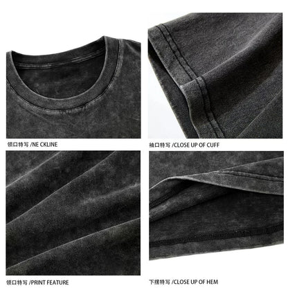 2025 Washed Vintage T-Shirts Street Hip Hop Retro Punk T Shirt women Harajuku Casual Cotton Short Sleeve Acid Wash TShirts top