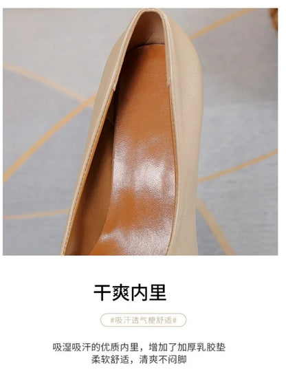2024 Brand Shoes for Women Slip on Women's High Heels Concise Office & Career Pumps Women Pointed Toe Chunky Heels Shoes Ladies